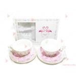 Чаши за чай 2бр в кутия - бели с фламинго | PARTIBG.COM