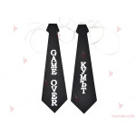 Вратовръзка за ергенско парти с надпис по Ваш избор - черна | PARTIBG.COM
