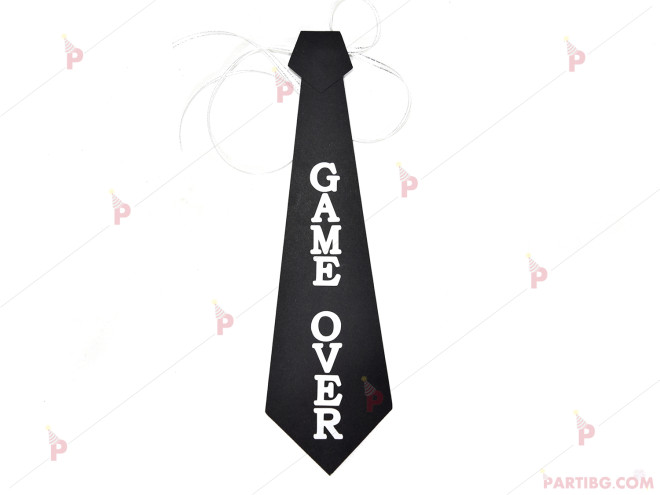 Вратовръзка за ергенско парти с надпис по Ваш избор - черна | PARTIBG.COM