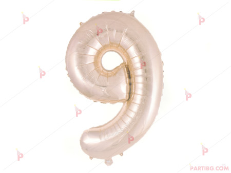 Фолиев балон цифра "9" - розово злато 1м.