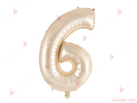 Фолиев балон цифра "6" - розово злато 1м.