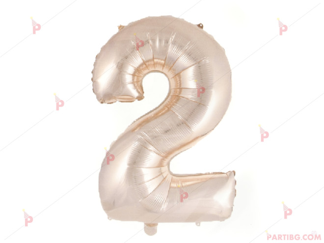 Фолиев балон цифра "2" - розово злато 1м. | PARTIBG.COM