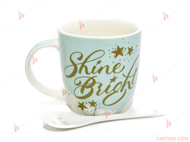 Чаша за кафе/чай с лъжичка Shine Bright | PARTIBG.COM