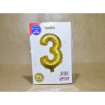 Фолиев балон цифра "3" - златист 1м. | PARTIBG.COM