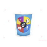 Чашки едноцветни в синьо с декор Социални мрежи | PARTIBG.COM