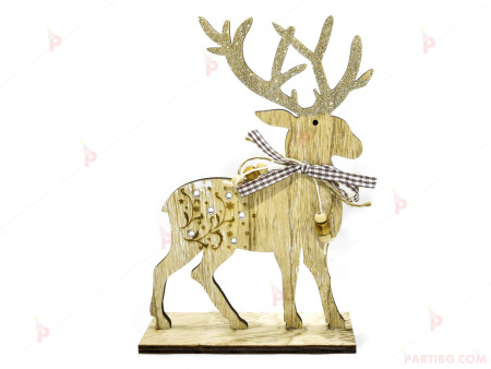 Коледна декорация - дървена фигурка Елен