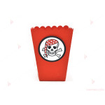 Кофичка за пуканки/чипс с пиратски декор в червено | PARTIBG.COM