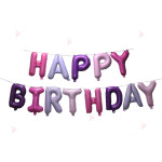 Фолиеви балони шарени - надпис "Happy birthday" | PARTIBG.COM