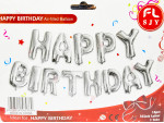 Фолиеви балони сребристи - надпис "Happy birthday" | PARTIBG.COM