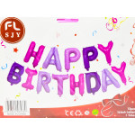 Фолиеви балони шарени - надпис "Happy birthday" | PARTIBG.COM