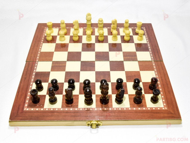 Дървен шах и табла малка | PARTIBG.COM