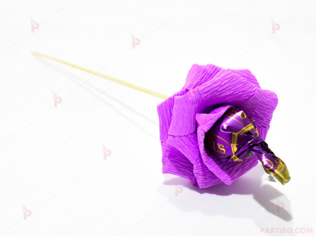 Ръчно изработена роза с бонбон (сладка роза) в лилаво