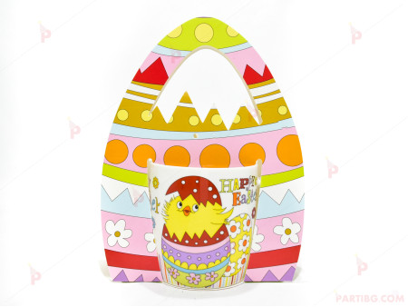 Чаша с пиленце и надпис "Happy Easter" - великденски декор 