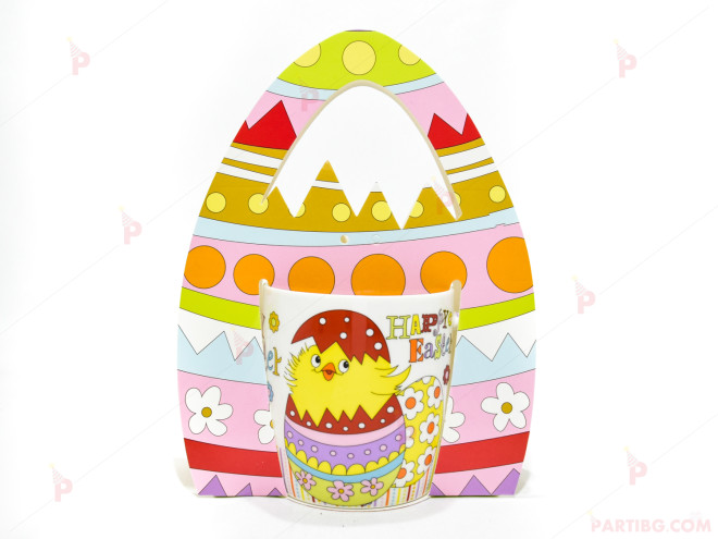 Чаша с пиленце и надпис "Happy Easter" - великденски декор 