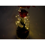 Вечна роза в стъклена ваза със светеща декорация (бяло) | PARTIBG.COM