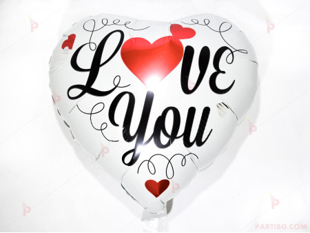 Фолиев балон сърце с надпис "LOVE YOU" 