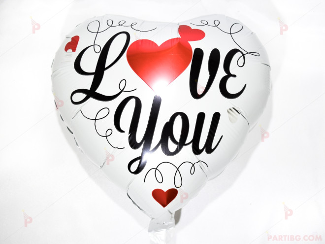 Фолиев балон сърце с надпис "LOVE YOU" | PARTIBG.COM