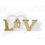Фигура дървена надпис LOVE бяла с двойка | PARTIBG.COM
