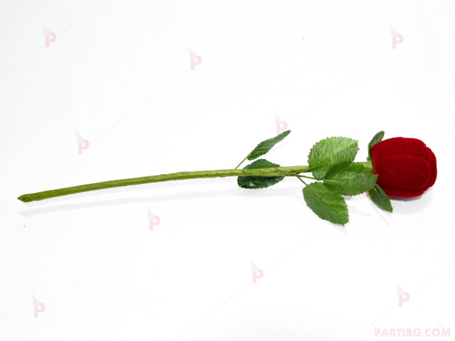 Подаръчна кутия за бижу от кадифе-червена роза с дръжка | PARTIBG.COM
