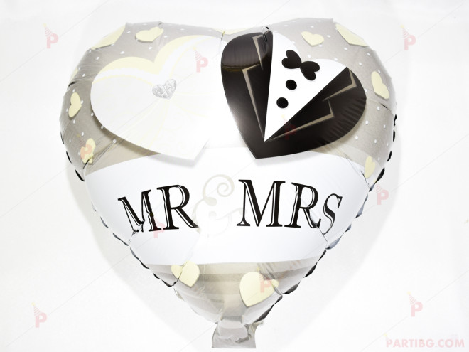 Фолиев балон сърце булка и младоженец | PARTIBG.COM