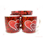 Две чаши с декор сърца и рози в подаръчна кутия 3 | PARTIBG.COM