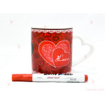 Чаша с декор сърца и рози+маркер за надписване 3 | PARTIBG.COM