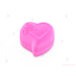 Подаръчна кутия за бижу от кадифе-сърце с роза в розово | PARTIBG.COM
