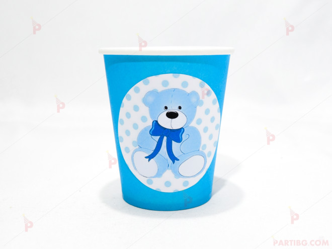 Чашки едноцветни с декор синьо мече | PARTIBG.COM
