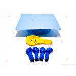 Весело човече от балони със синя шапка за дипломиране | PARTIBG.COM