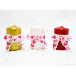 Свещ перлена малка с декорация сърчица (различни цветове) | PARTIBG.COM