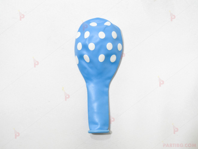 Балони 5бр. в син цвят на бели точки | PARTIBG.COM