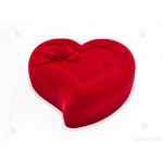 Подаръчна кутия за бижу от кадифе-сърце с роза в червено за комплект | PARTIBG.COM
