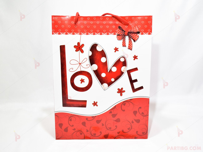 Подаръчна торбичка с декор сърца 4 | PARTIBG.COM