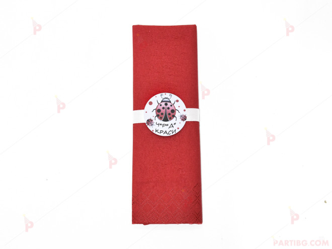 Салфетка едноцветна в червено и тематичен декор с Калинки | PARTIBG.COM
