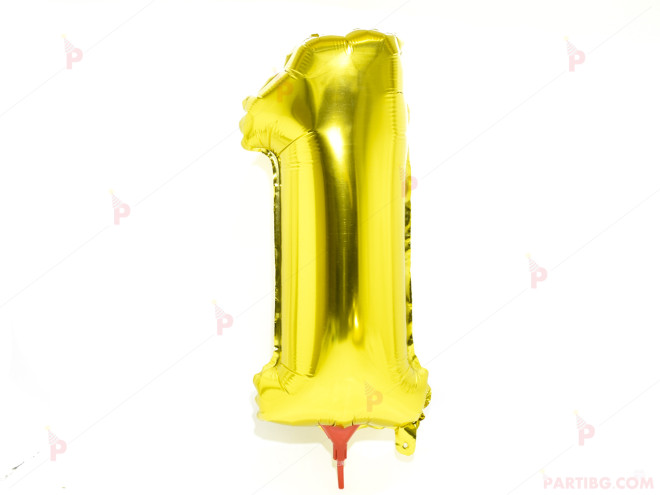Фолиев балон цифра "1"-златист 40 см. | PARTIBG.COM