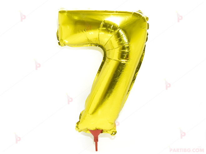 Фолиев балон цифра "7"-златист 40 см. | PARTIBG.COM