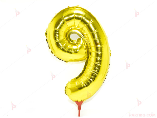 Фолиев балон цифра "9"-златист 40 см. | PARTIBG.COM
