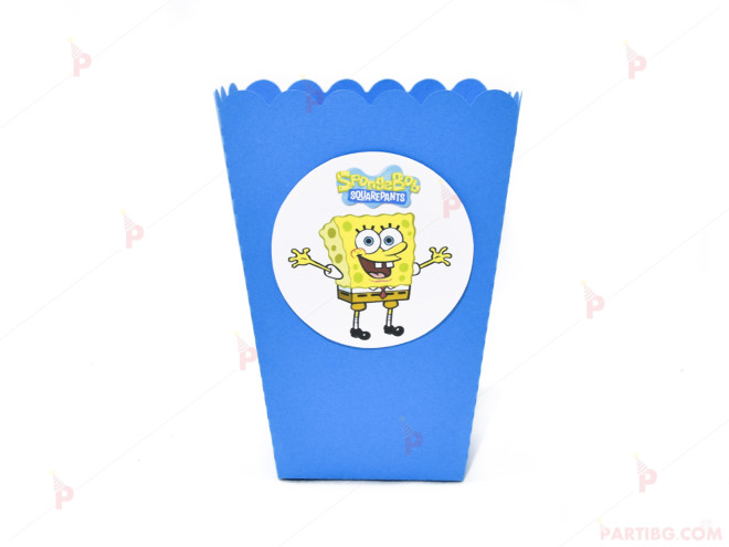 Кофичка за пуканки/чипс с декор Спондж Боб / Sponge bob в синьо | PARTIBG.COM