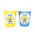 Чашки едноцветни в синьо с декор Спондж Боб / Sponge bob | PARTIBG.COM