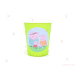 Чашки едноцветни в зелено с декор Пепа пиг / Peppa pig | PARTIBG.COM