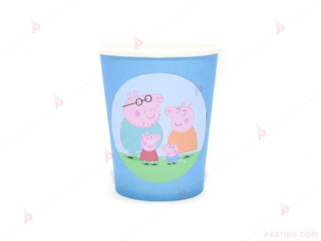Чашки едноцветни в синьо с декор Пепа пиг / Peppa pig