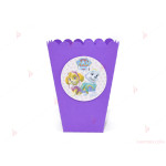 Кофичка за пуканки/чипс с декор Пес патрул-Скай и Еверест в лилаво | PARTIBG.COM