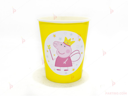 Чашки едноцветни в жълто с декор Пепа пиг / Peppa pig 2