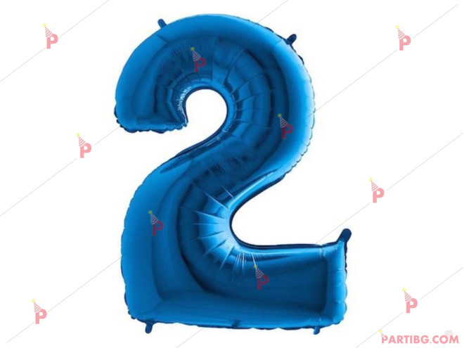 Фолиев балон цифра "2" - син 1м. | PARTIBG.COM