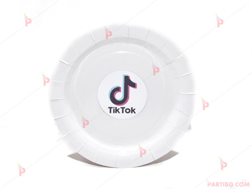 Чинийки едноцветни в бяло с декор ТикТок / TikTok