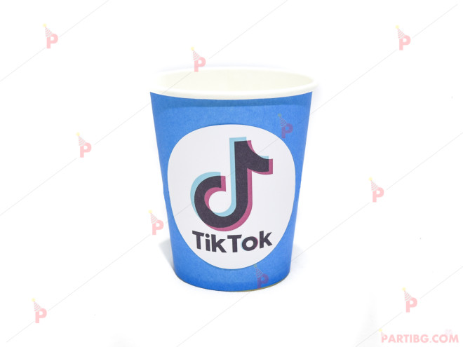 Чашки едноцветни в синьо с декор ТикТок / TikTok | PARTIBG.COM