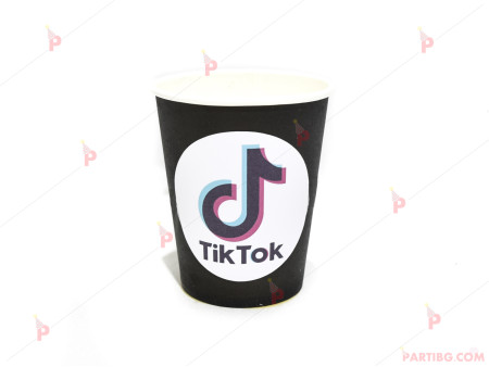 Чашки едноцветни в черно с декор ТикТок / TikTok