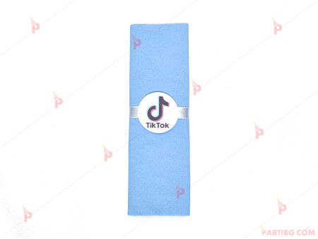 Салфетка едноцветна в синьо и тематичен декор ТикТок / TikTok