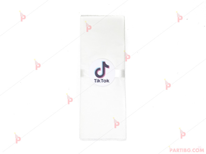 Салфетка едноцветна в бяло и тематичен декор Социални мрежи | PARTIBG.COM