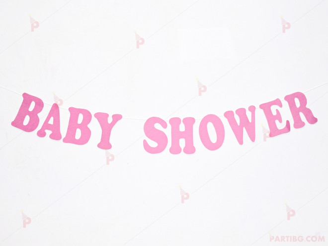 Надпис "Baby shower" в розово